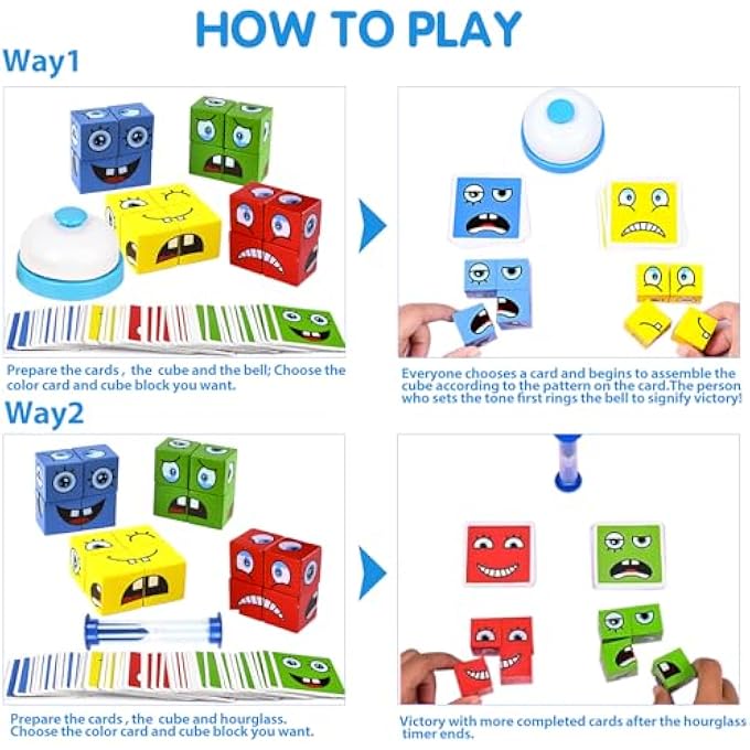 FACE CHANGING MAGIC CUBE, 3D PUZZLE FACE-CHANGING MAGIC CUBE, 3D FACE PUZZLE, WOODEN CUBE PUZZLE, MAGIC CUBE BUILDING BLOCK TOY EQUIPPED WITH SNATCHS BELLSS - Image 3